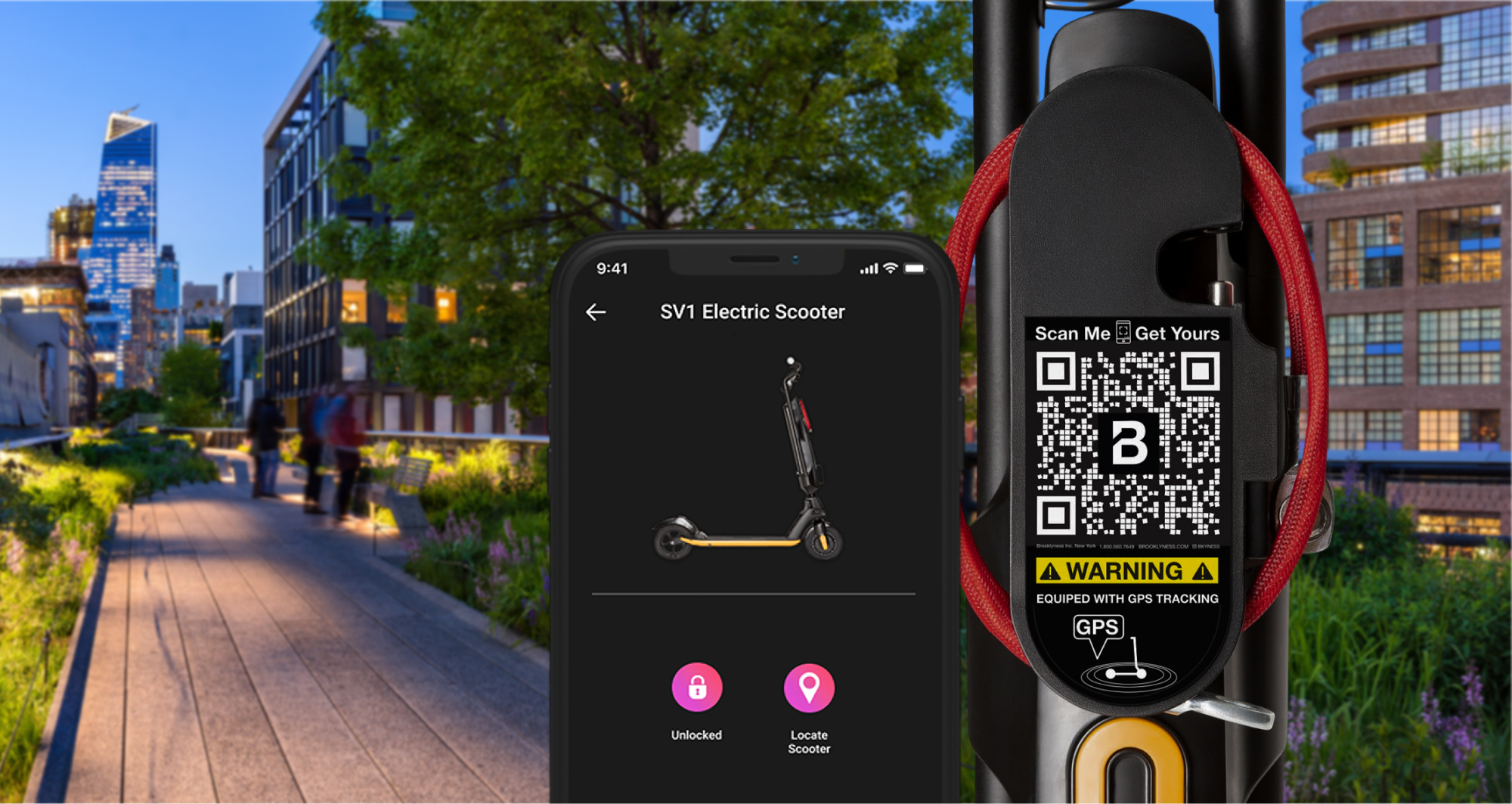 Beyond scooter with integrated smart lock