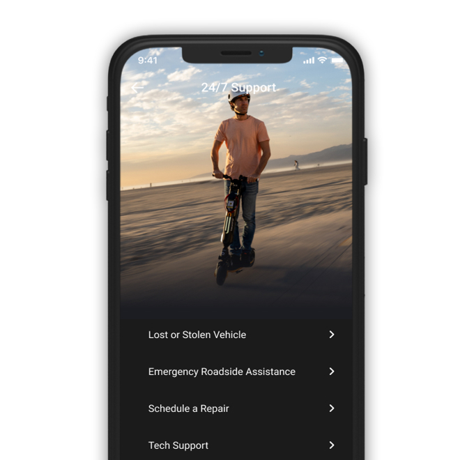 Rider using Beyond 24/7 in-app support
